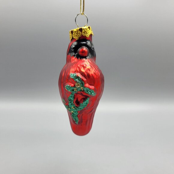 Blown Glass Red Cardinal Bird Christmas Ornaments Set Of 2 Holiday Tree Decor - Picture 7 of 8